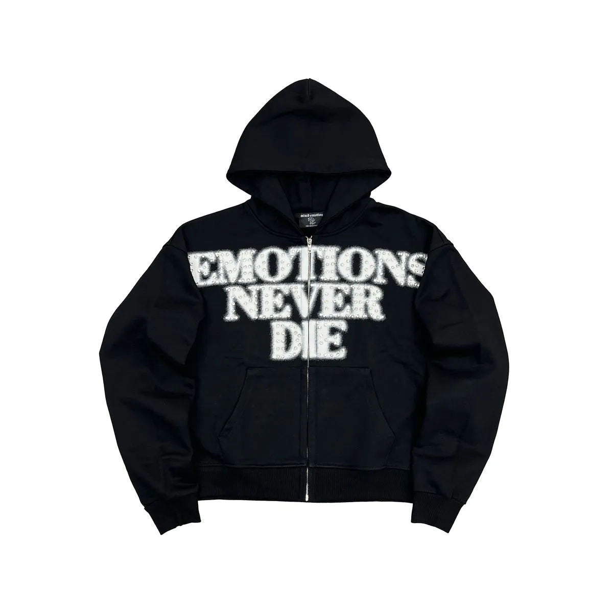 Mixed Emotion Black 'End' Rhinestone Hoodie