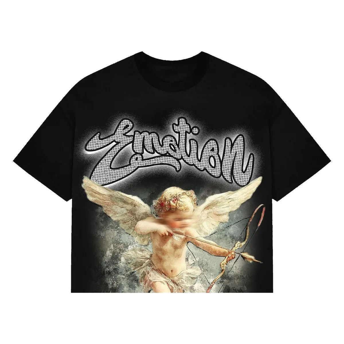 Mixed Emotion Black "Rhinestone" Cropped Tee