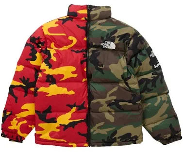 Supreme The North Face Split Nuptse Jacket Woodland Camo