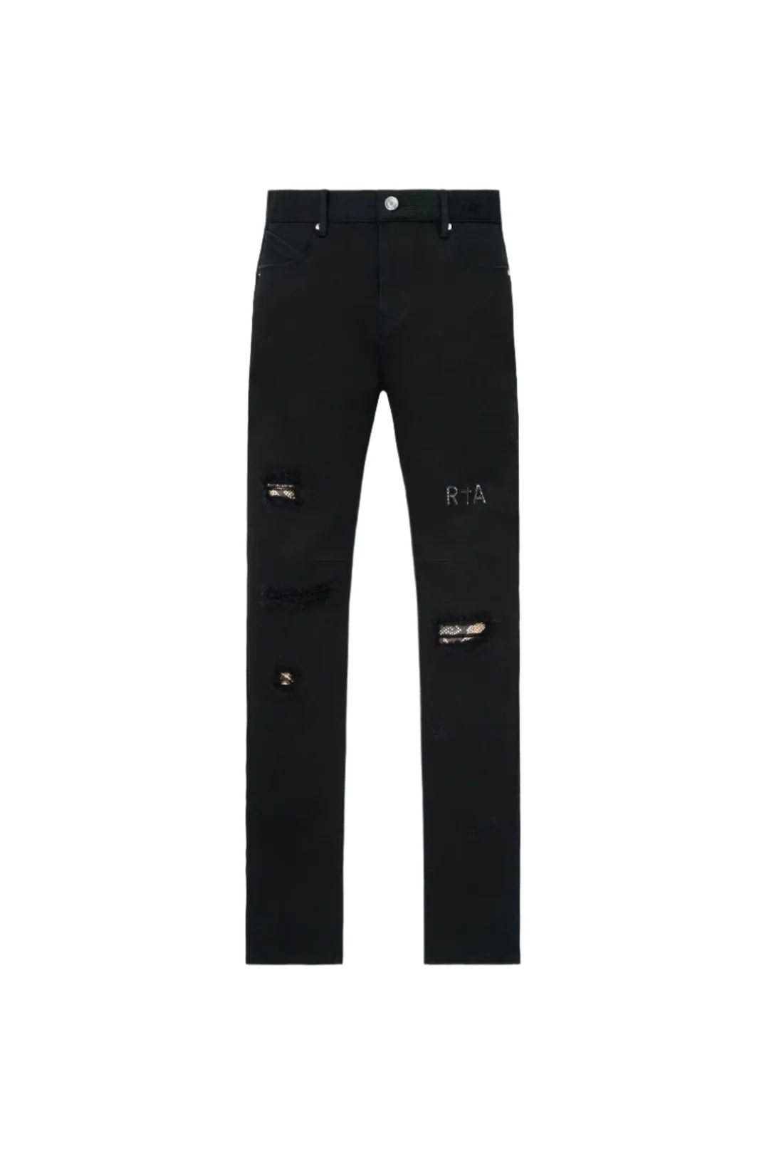 RTA Bryant Skinny Jean Black Distressed Snake - Pre-Owned