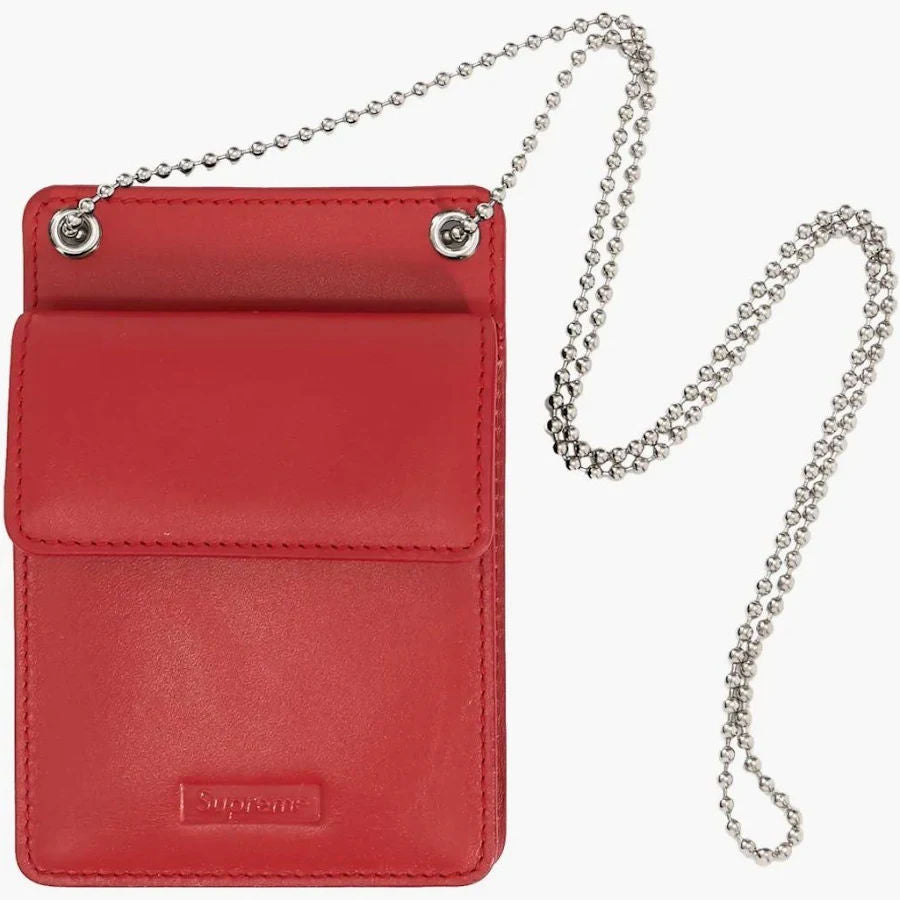 Supreme Leather ID Holder + Wallet Red
