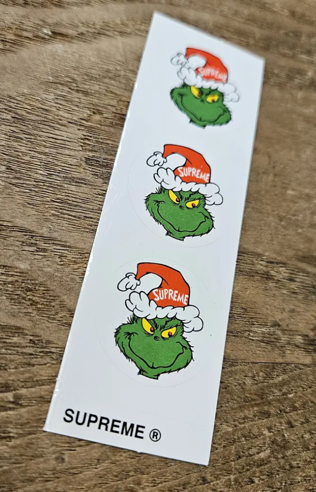 Supreme Grinch mini sticker sheet of 3