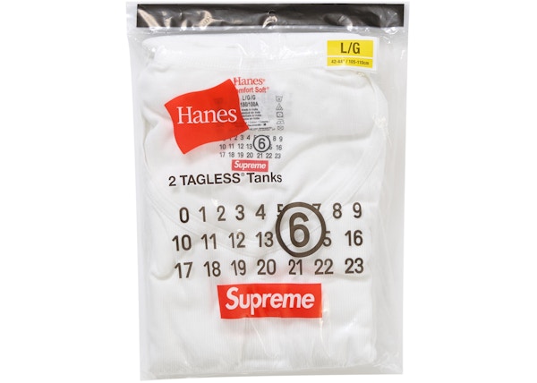 Supreme MM6 Maison Margiela Hanes Tagless Tank Top (2 Pack) White