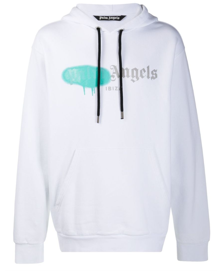 Palm Angels Ibiza Sprayed Logo Hoodie White