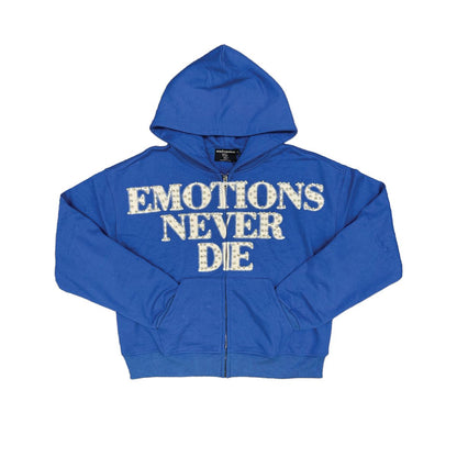Mixed Emotion Blue 'END' Rhinestone Hoodie