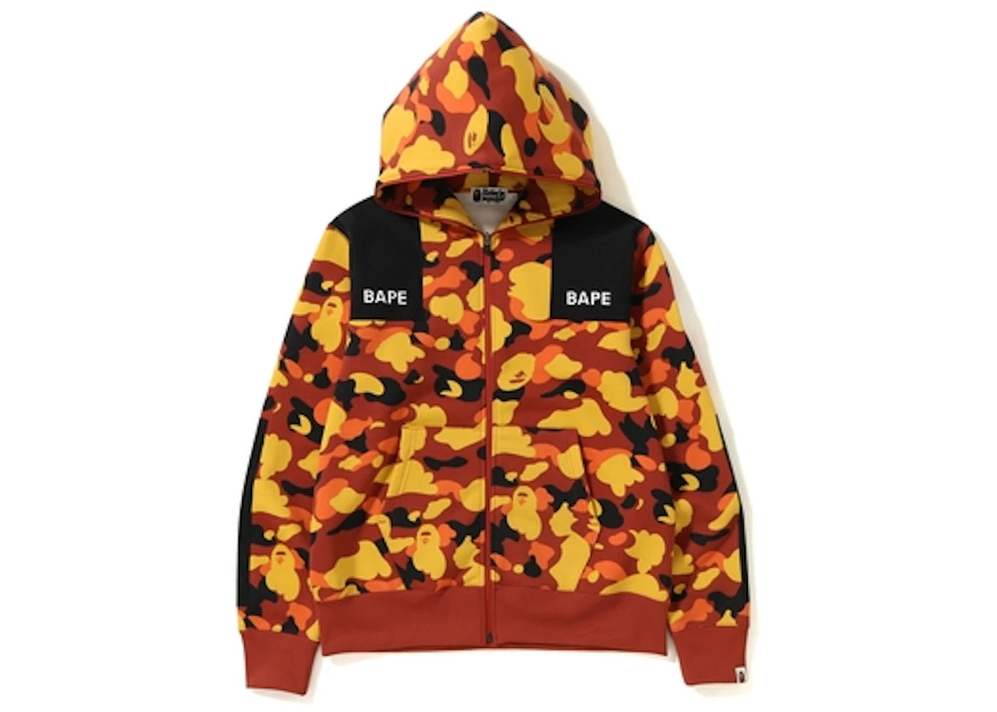 BAPE 1st Camo Patched Wide Full Zip Hoodie Orange - Pre-Owned