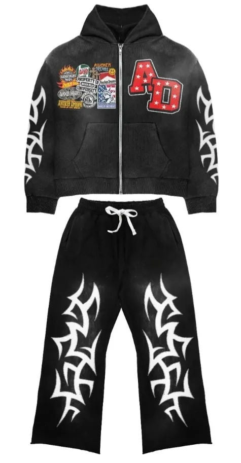 Awoken Dreams Sweatsuit Patchwork Black
