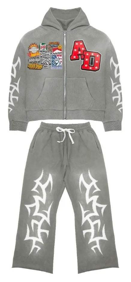 Awoken Dreams Sweatsuit Patchwork Grey