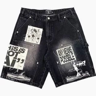 Mixed Emotion 'AI' Black Denim Jean Shorts