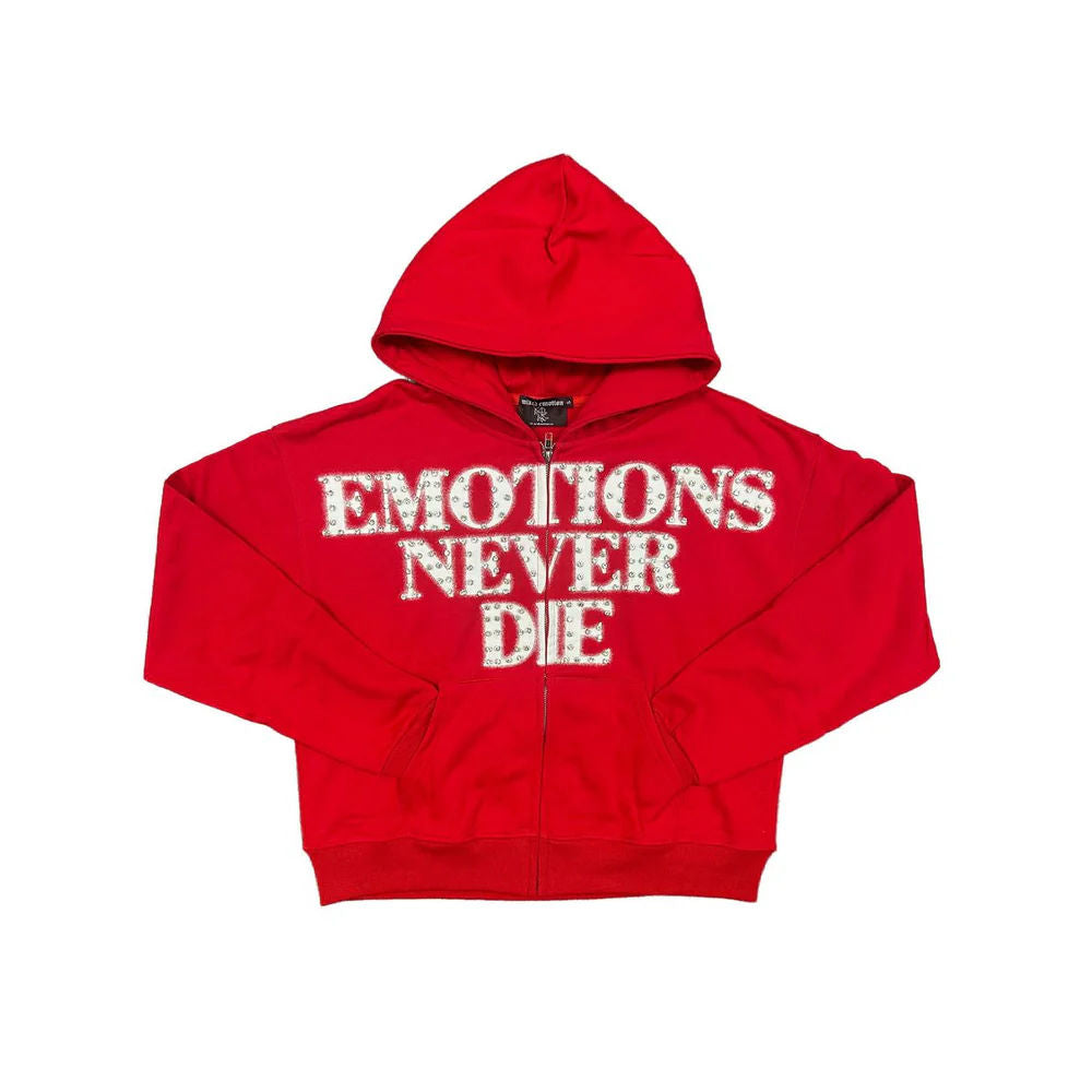 Mixed Emotions Red 'END' Rhinestone Hoodie