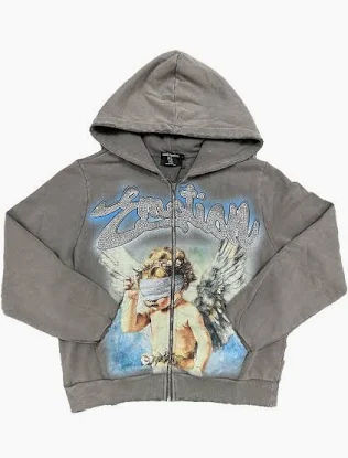 Mixed Emotions Grey Rhinestone Hoodie