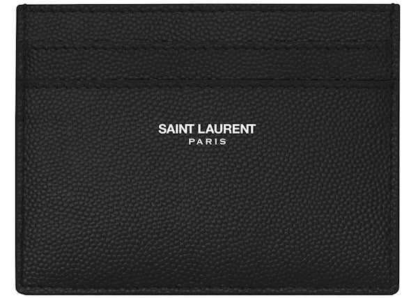 [Pre-Owned] Saint Laurent Card Case Grain de Poudre Embossed Leather Black