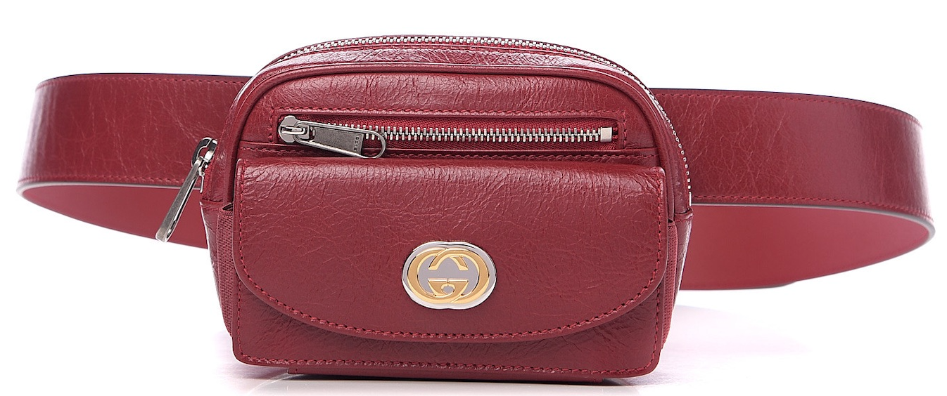 [Pre-Owned] Gucci GG Calf Skin Leather Belt Bag Red