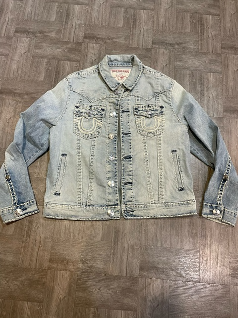 True Religion Jimmy super t light wash rope stitch denim jacket