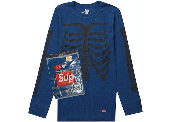 Supreme Hanes Bones Thermal Crew (1 Pack) Blue