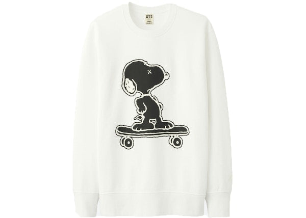 KAWS x Uniqlo x Peanuts Snoopy Skateboarding Sweatshirt White