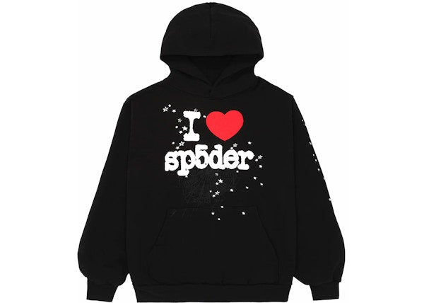 Sp5der I Heart SP5 Souvenir Hoodie Black