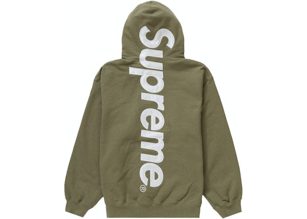 Supreme Satin Appliqué Hooded Sweatshirt (FW23) Light Olive
